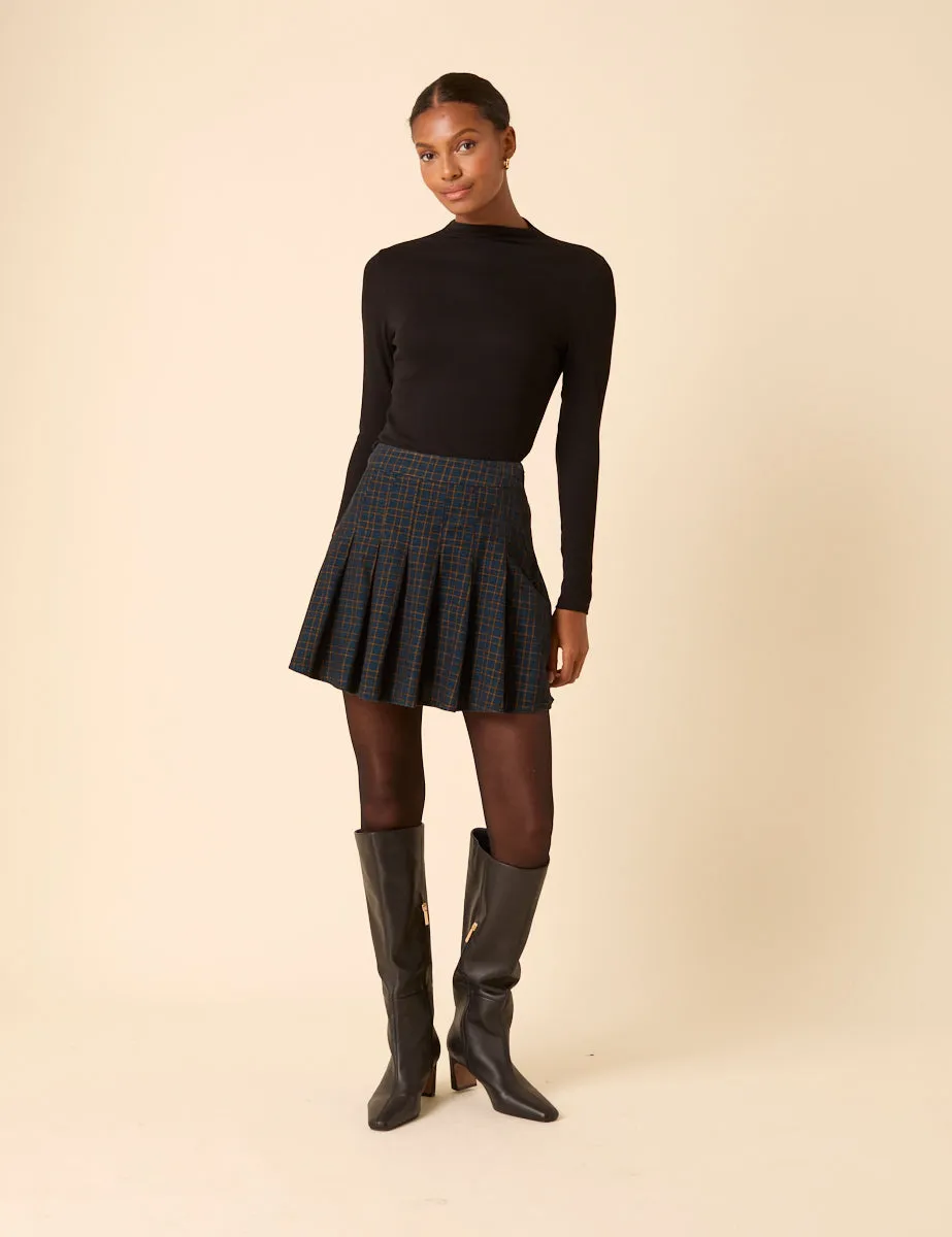 Navy Check Pleated Mini Skirt sold by Nobody's Child product image thumbnail 3