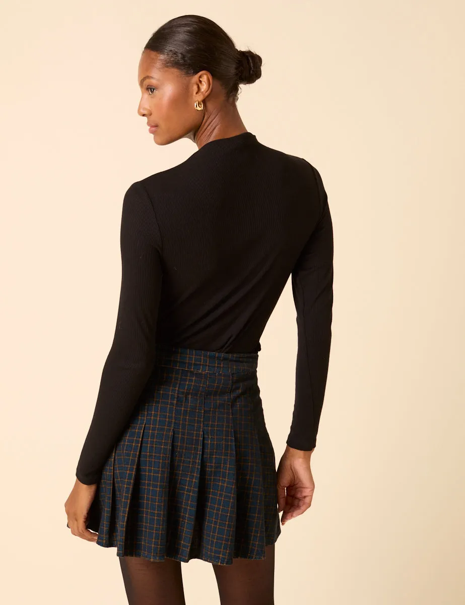 Navy Check Pleated Mini Skirt sold by Nobody's Child product image thumbnail 5