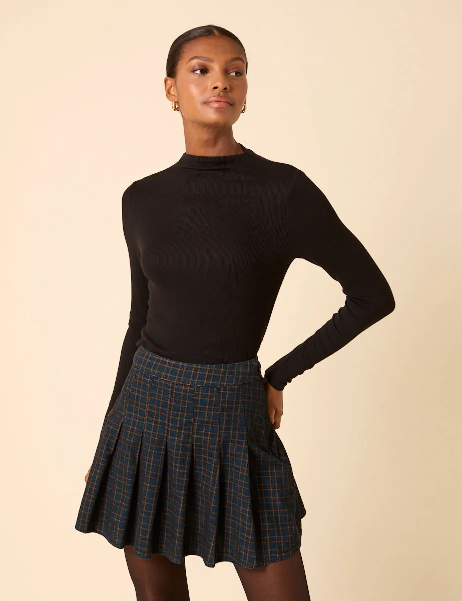 Navy Check Pleated Mini Skirt sold by Nobody's Child product image thumbnail 2