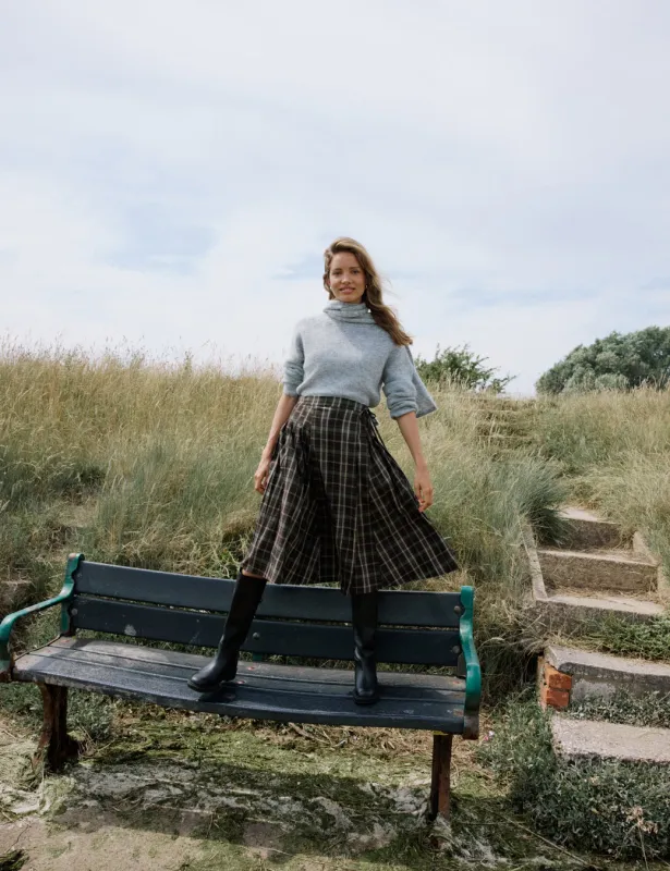 Green Check Tailored Kilt Midi Skirt sold by Nobody's Child