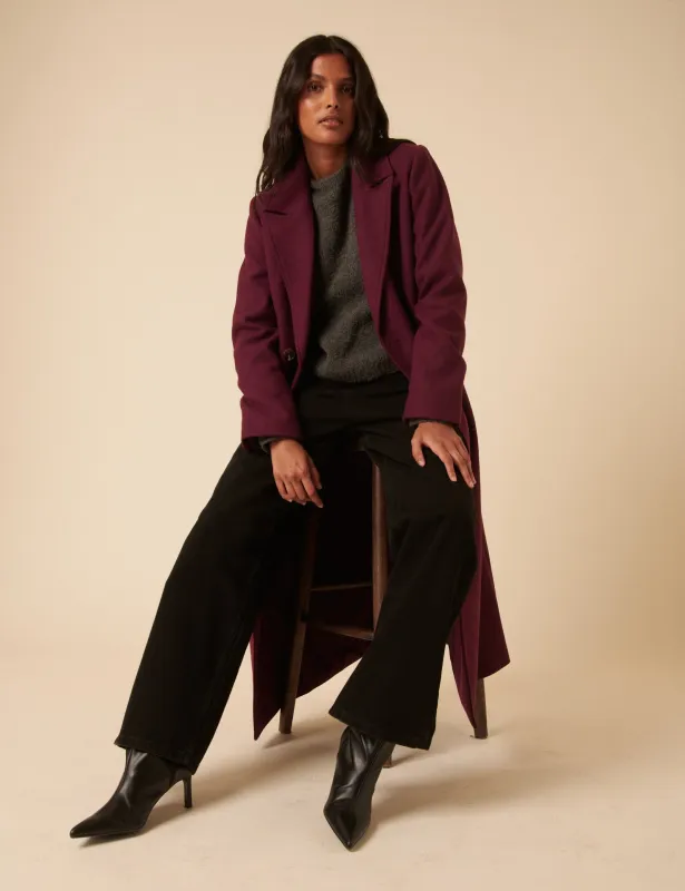 Plum Double Breasted Coat  sold by Nobody's Child