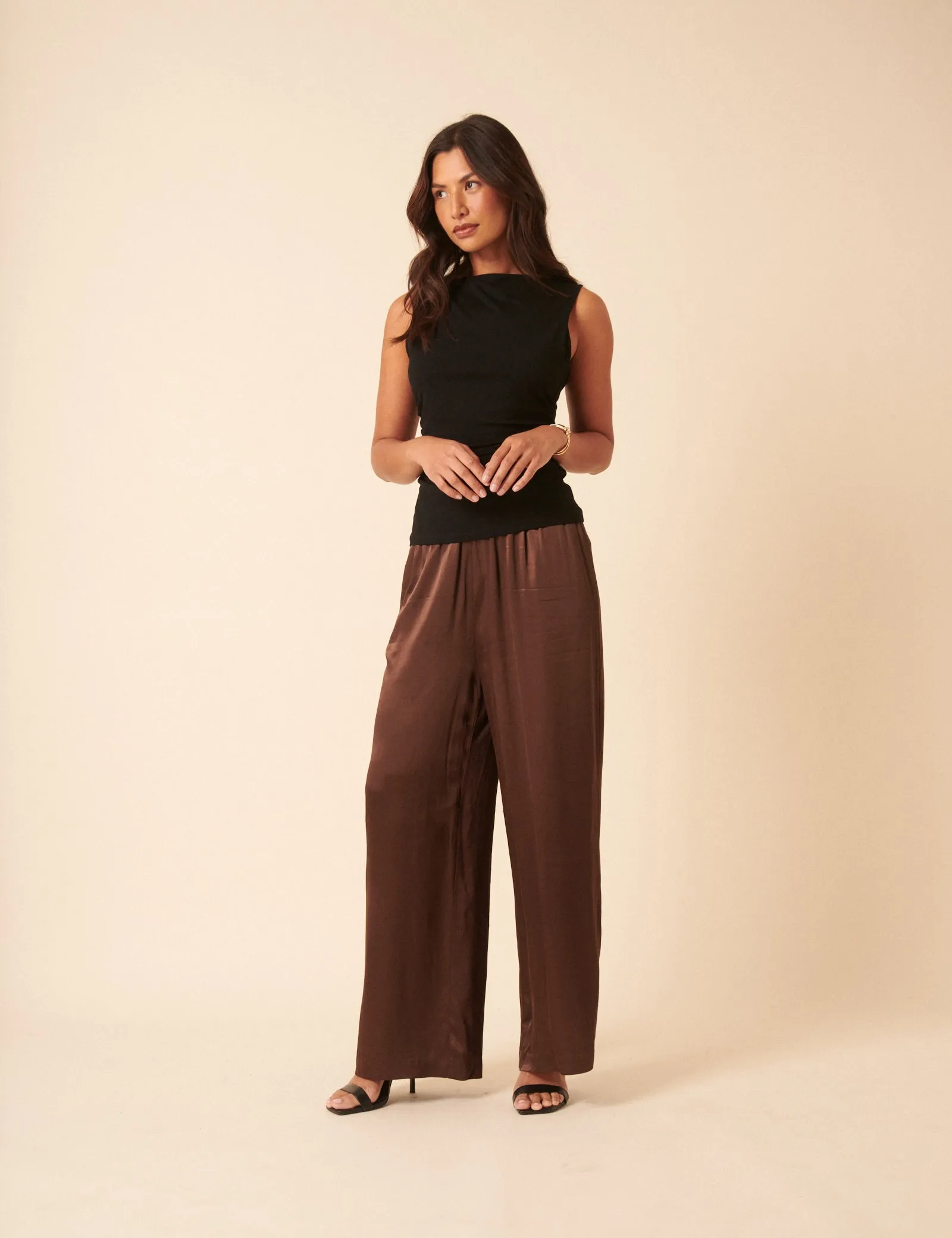 Brown Satin Wide Leg sold by Nobody's Child product image thumbnail 3