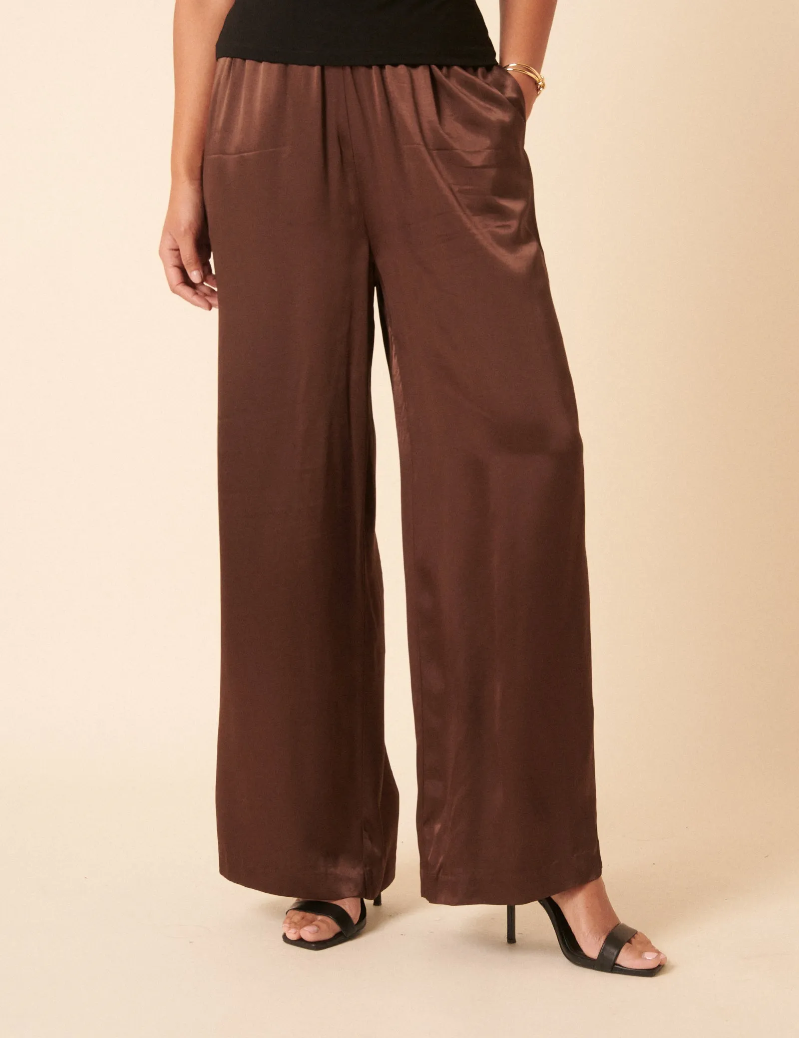 Brown Satin Wide Leg sold by Nobody's Child product image thumbnail 2