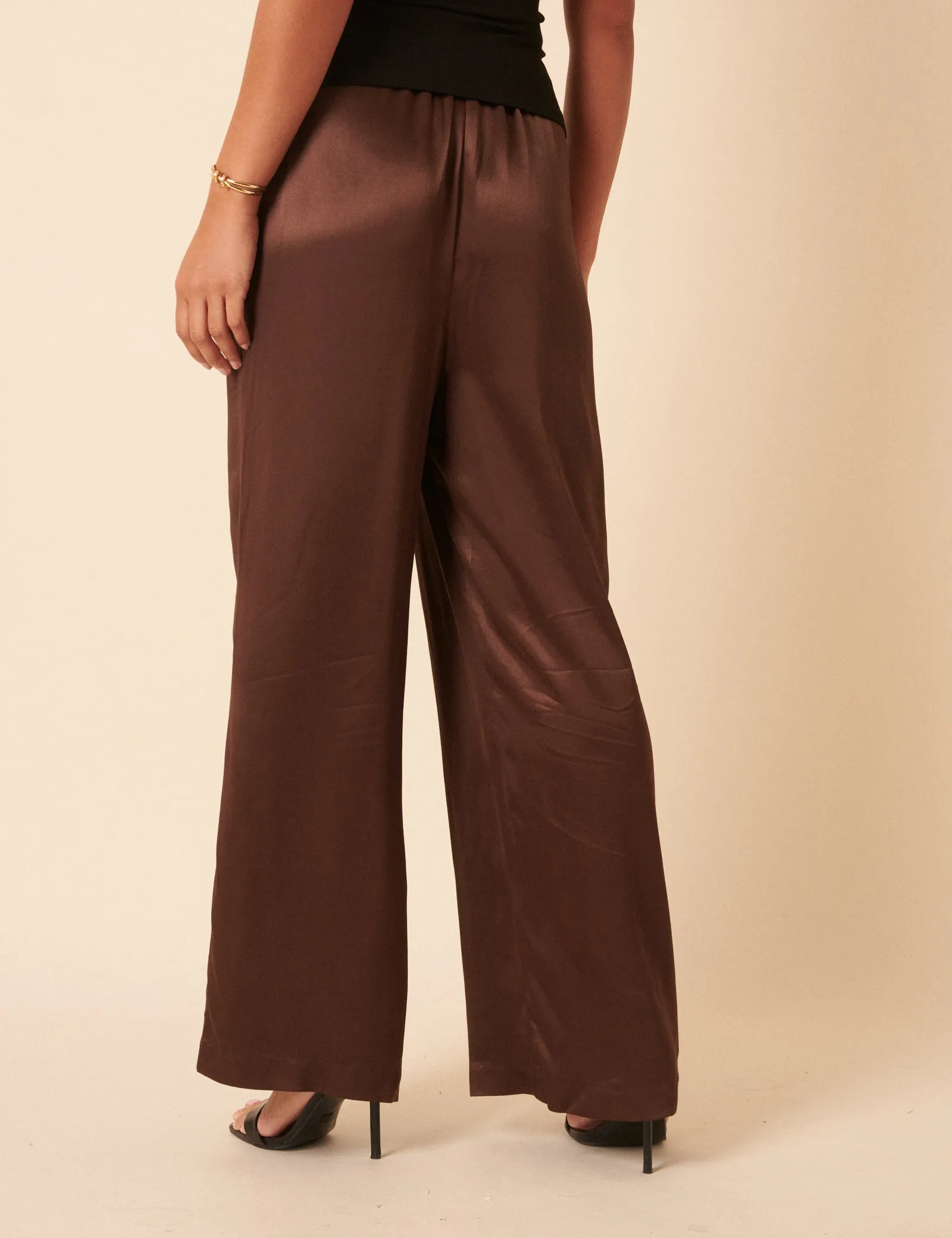 Brown Satin Wide Leg sold by Nobody's Child product image thumbnail 5