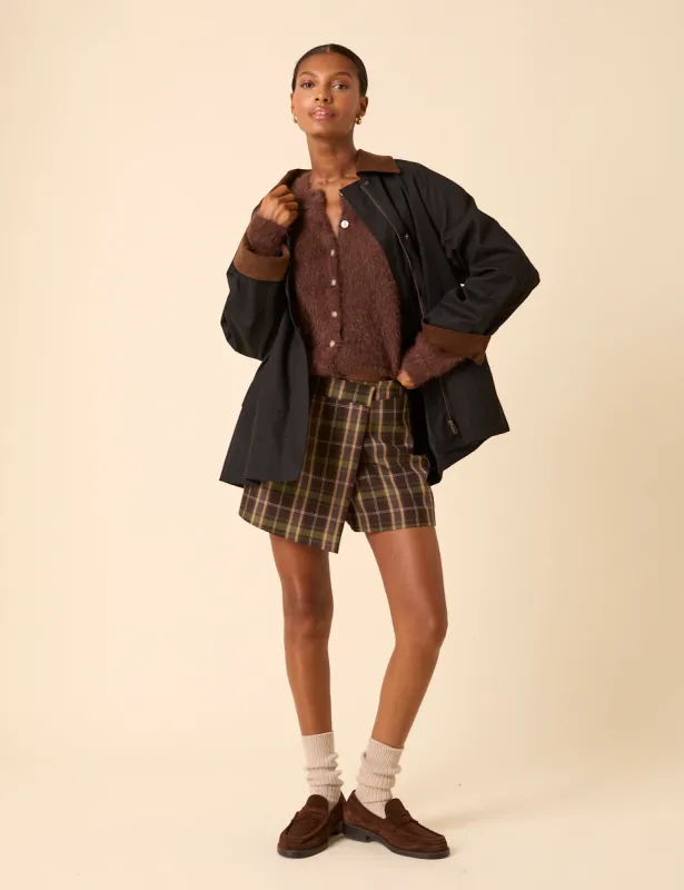 Green & Brown Check Mini Skort sold by Nobody's Child