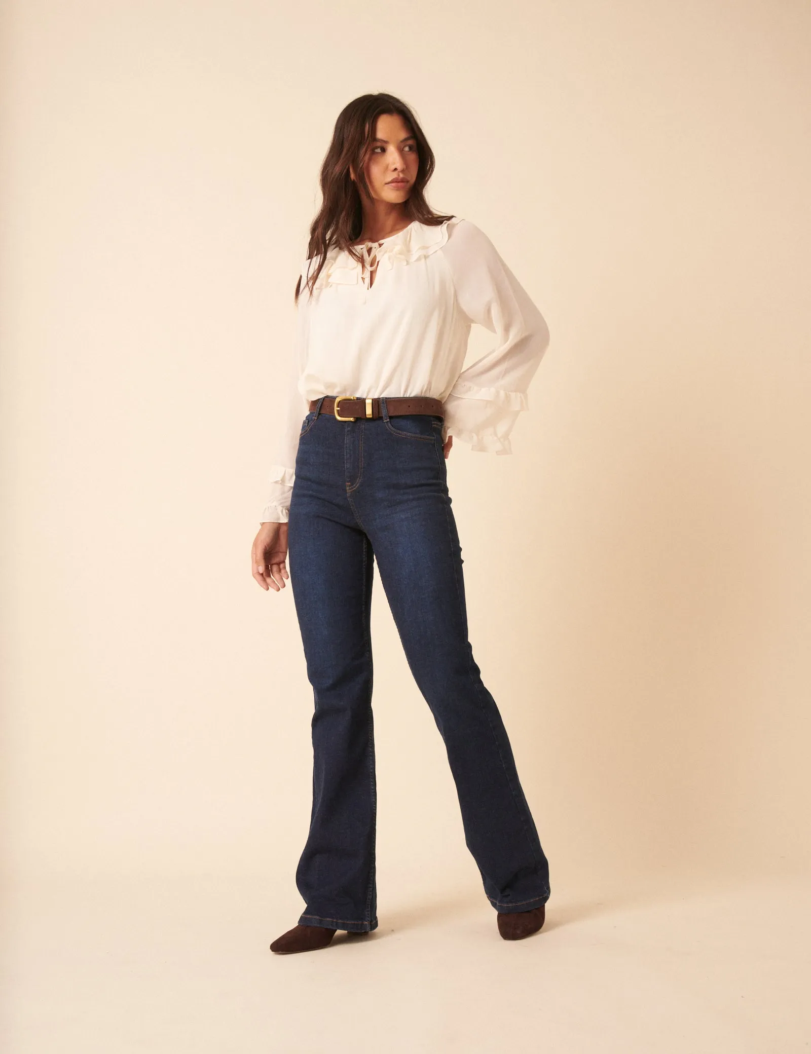 White Long Sleeve Frill Blouse sold by Nobody's Child product image thumbnail 3