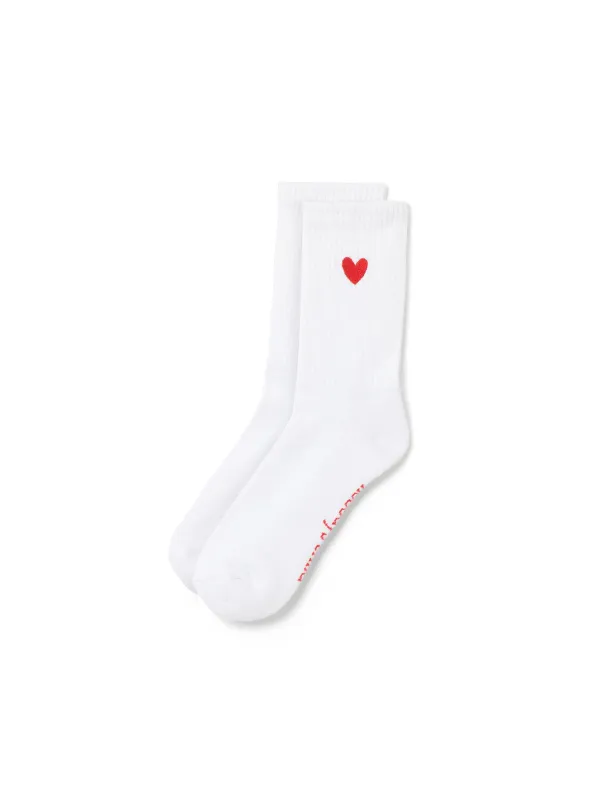 White Heart Ribbed Socks sold by Nobody's Child