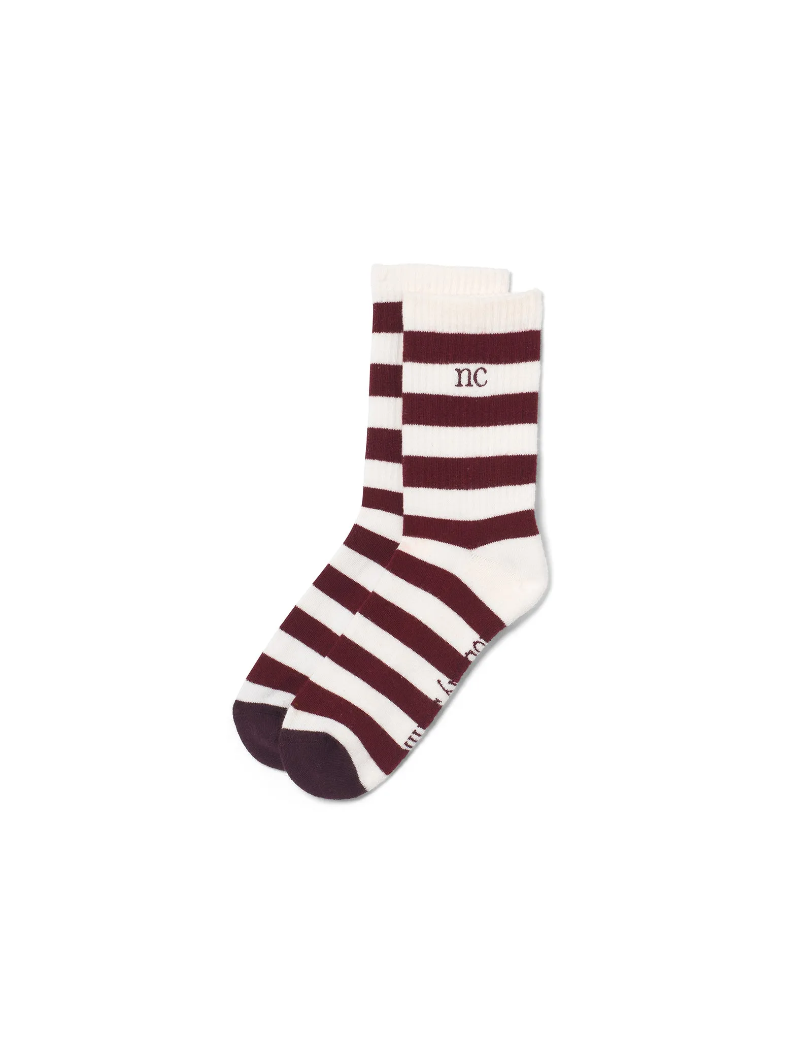 Burgundy & White Ribbed Socks sold by Nobody's Child