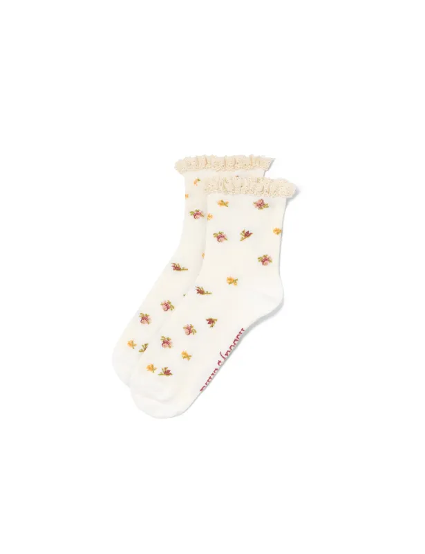 White Floral Lace Socks sold by Nobody's Child