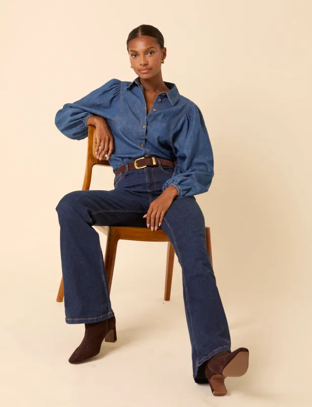 Blue Denim Balloon Sleeve Blouse made by Nobody's Child