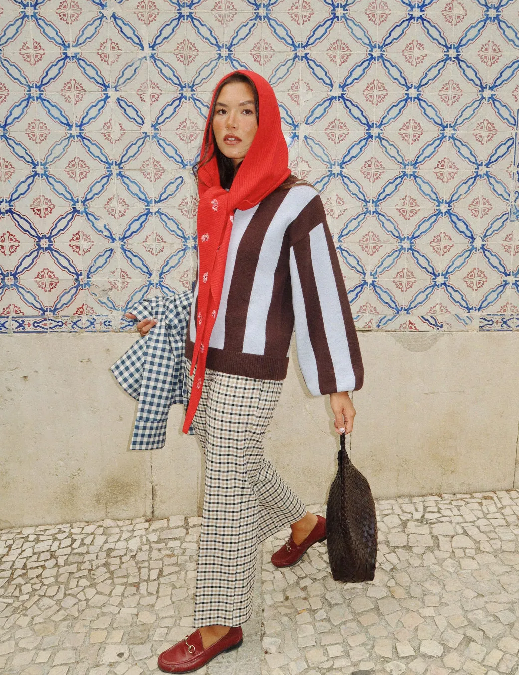 NC x TBCo Brown And Blue Striped Wool Jumper sold by Nobody's Child