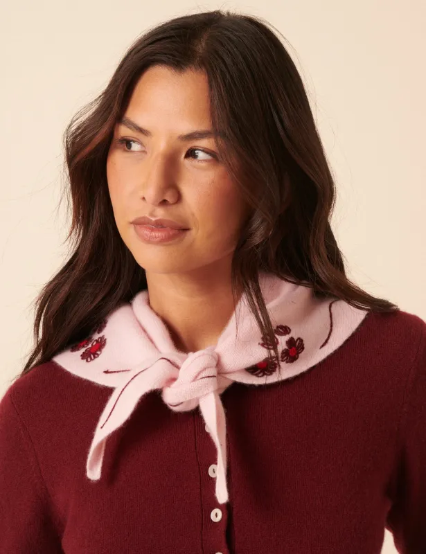 NC x TBCo Pink Floral Wool Triangle Scarf sold by Nobody's Child