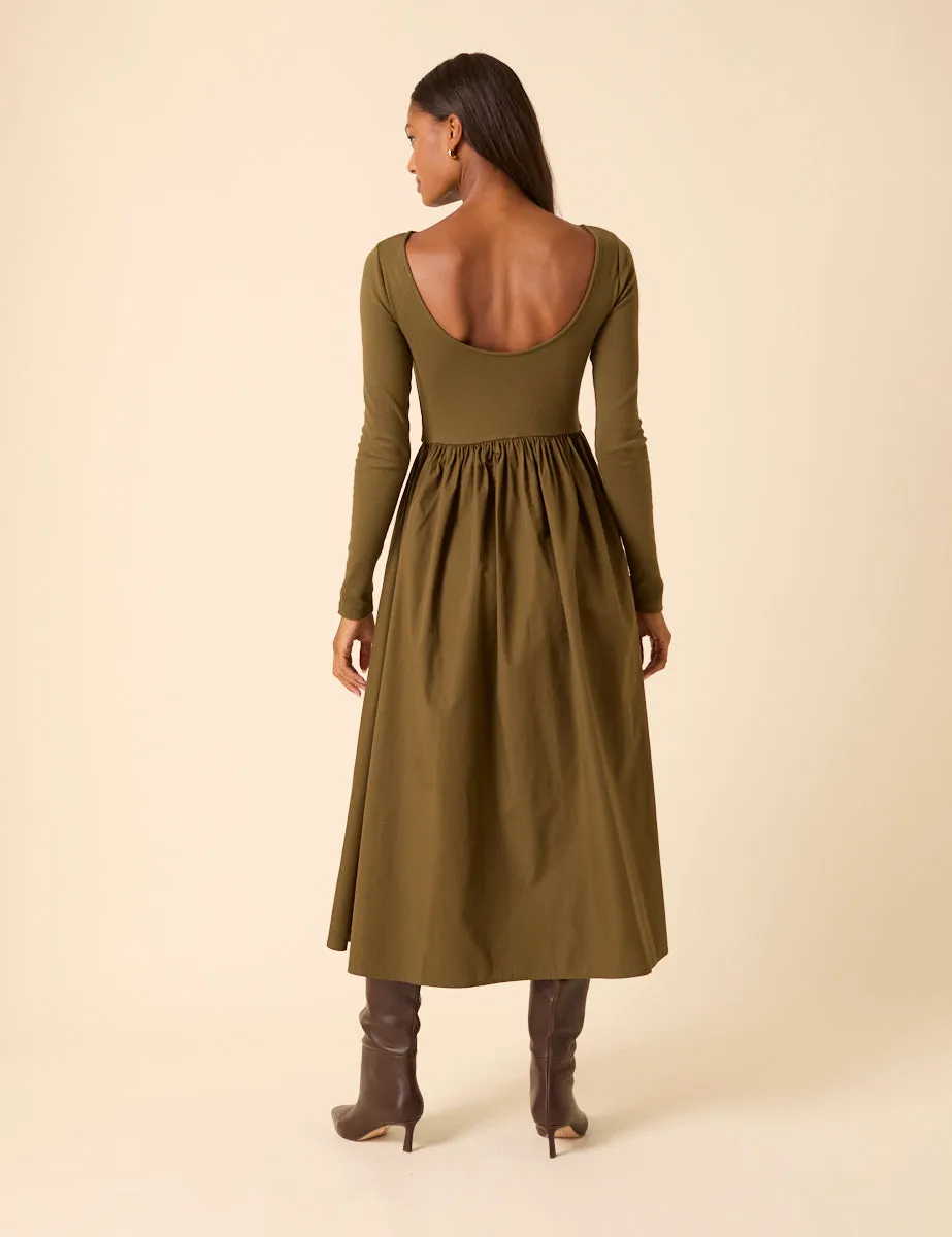 Green Scoop Neck A-Line Midi Dress sold by Nobody's Child product image thumbnail 2