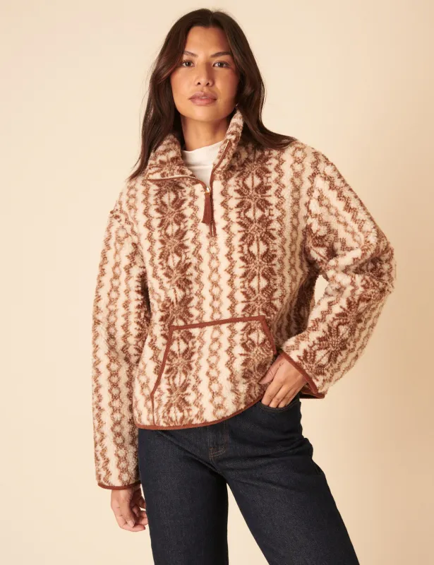 Cream & Brown Borg Jacket sold by Nobody's Child