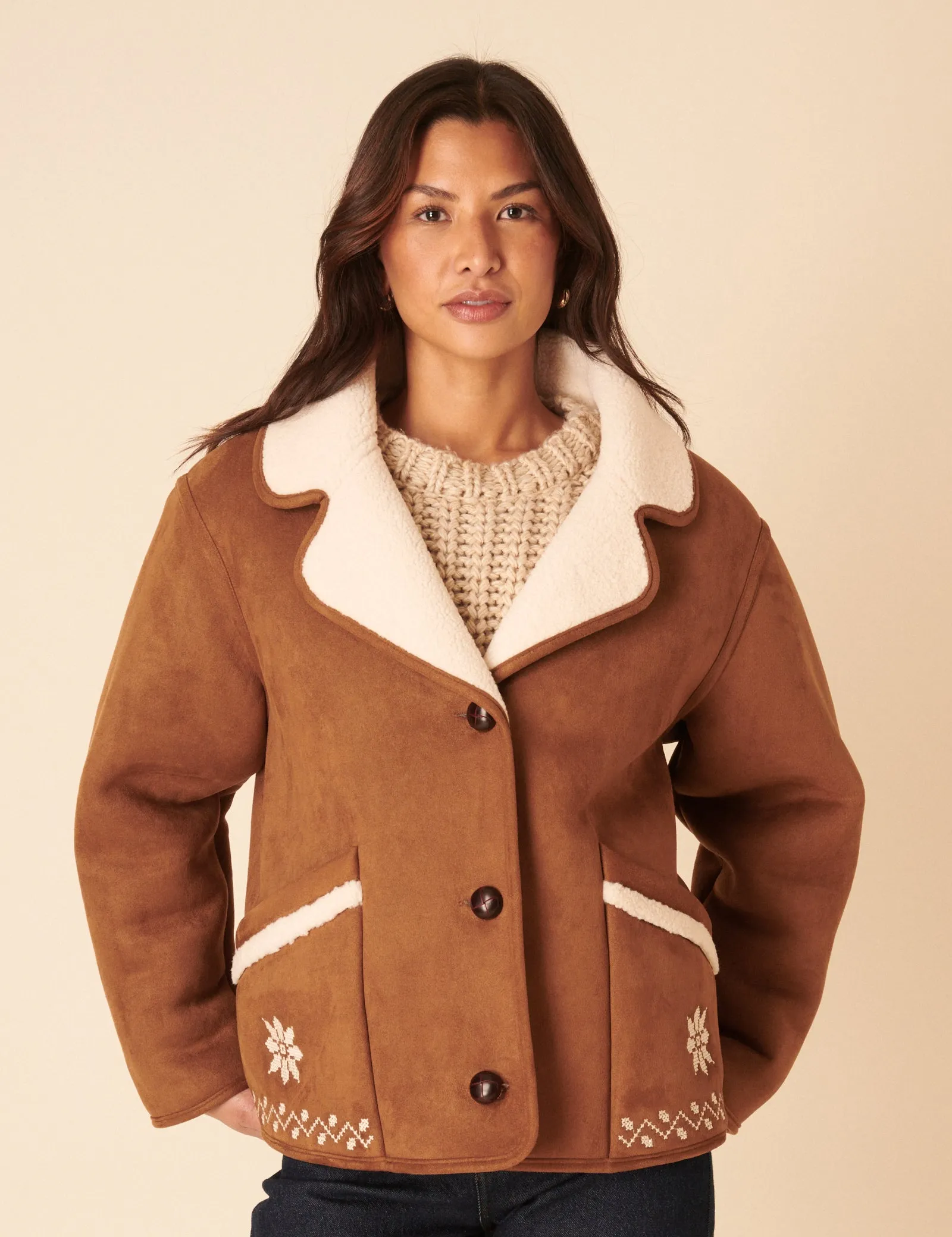 Tan Faux-Shearling Aspen Jacket sold by Nobody's Child