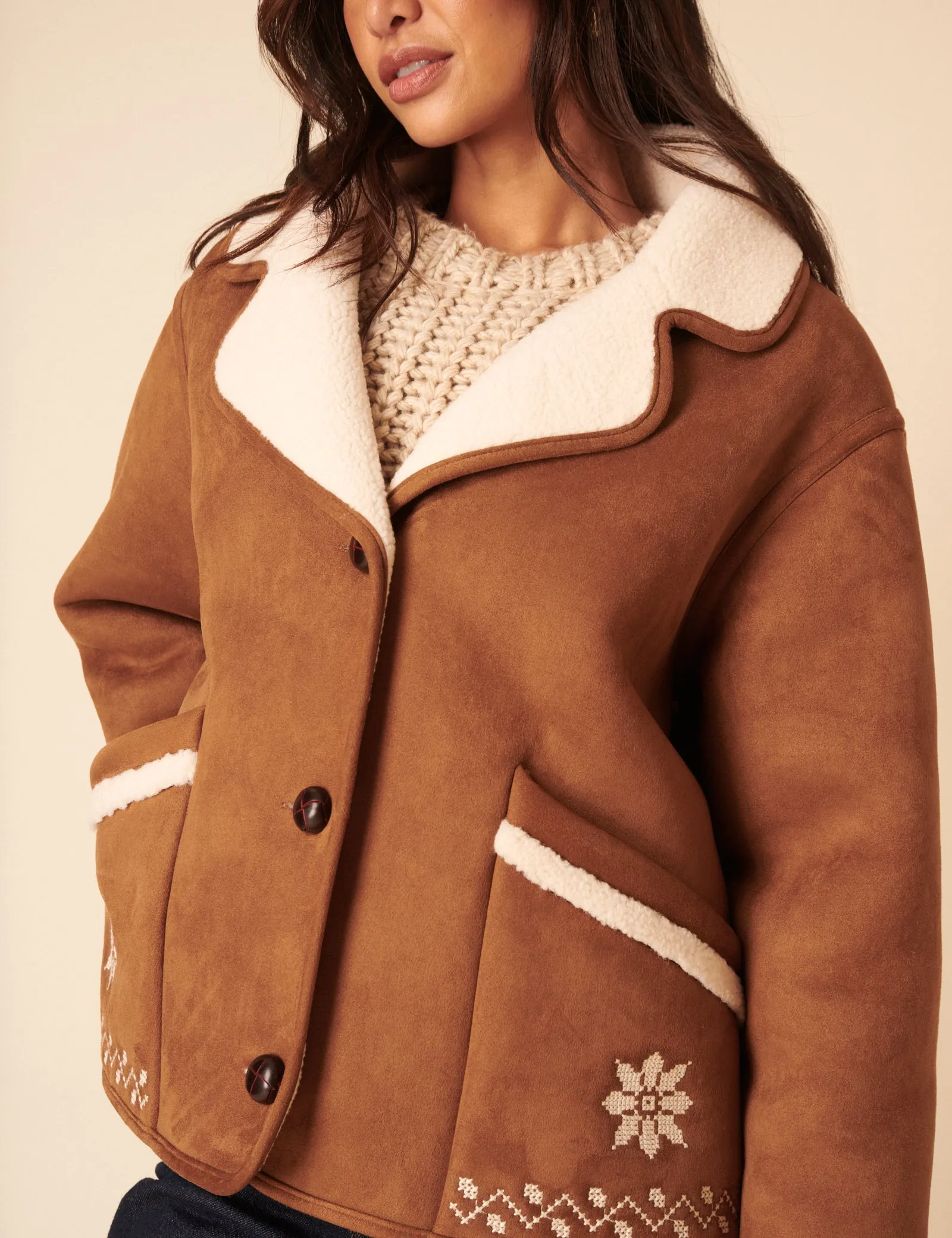 Tan Faux-Shearling Aspen Jacket sold by Nobody's Child product image thumbnail 4