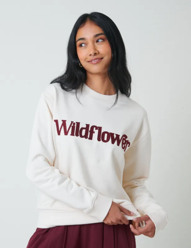 White Wildflower Sweatshirt sold by Nobody's Child