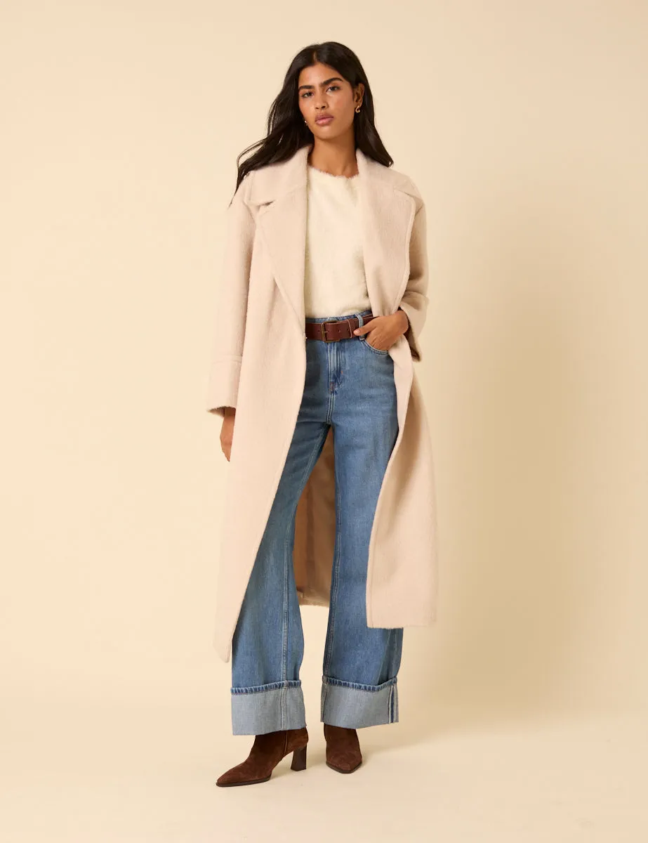 Cream Relaxed Brushed Coat sold by Nobody's Child