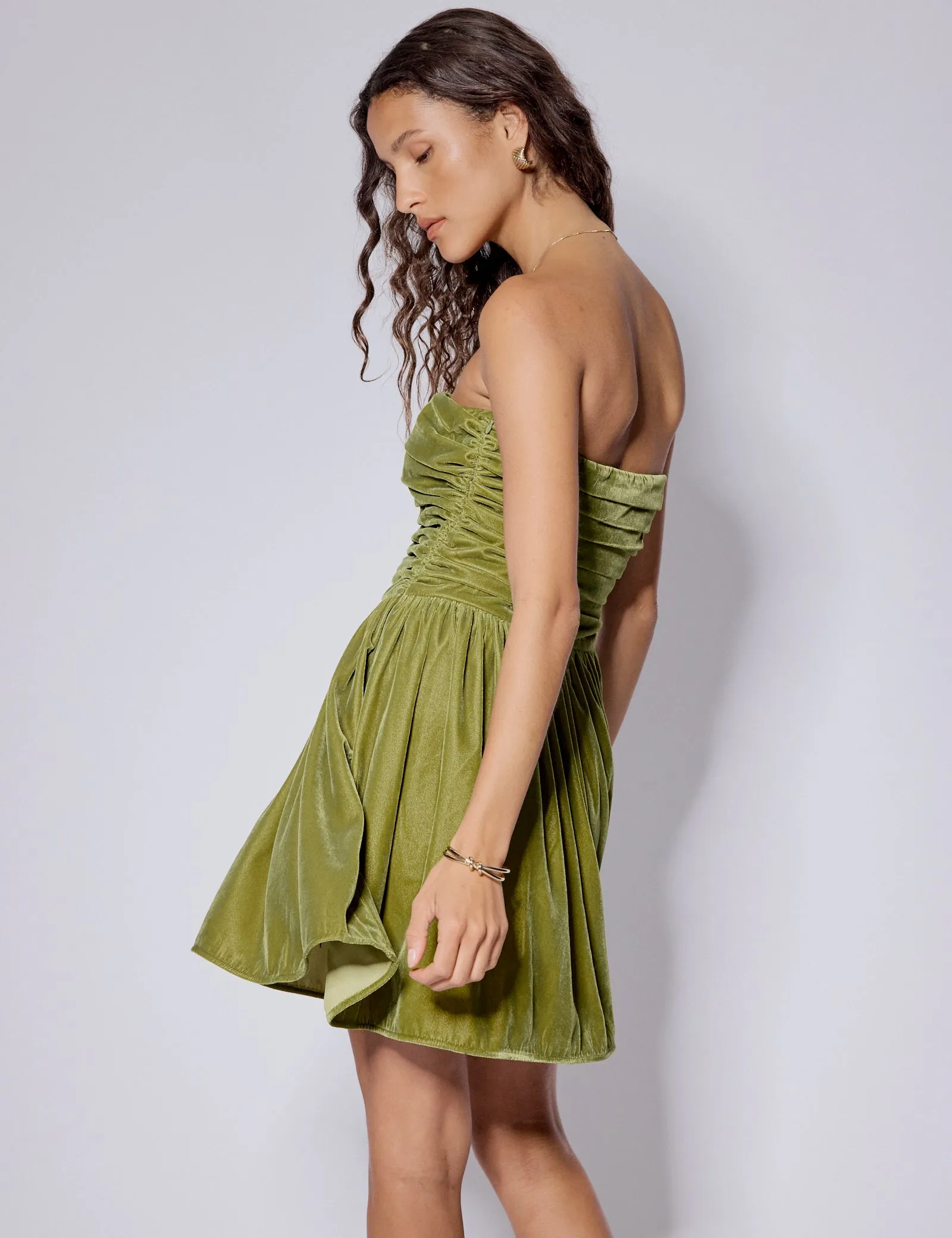 Green Velvet Bandeau Felicity Mini Dress sold by Nobody's Child product image thumbnail 4