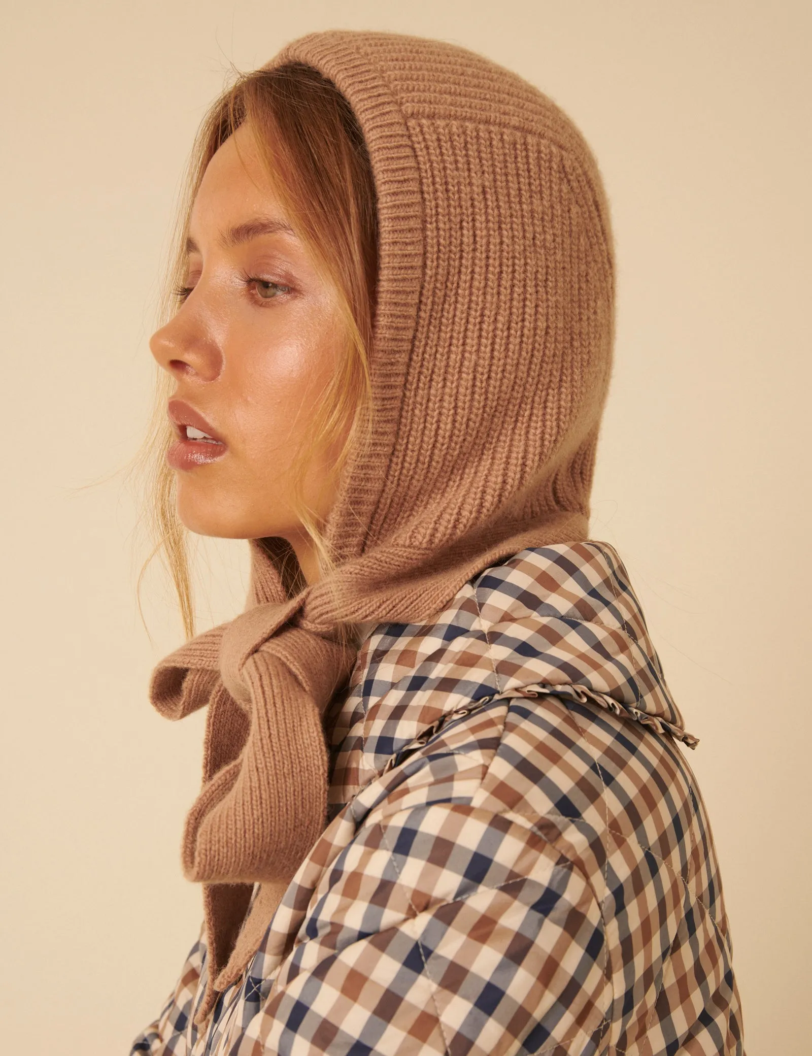Camel Ribbed Knitted Hood sold by Nobody's Child product image thumbnail 2