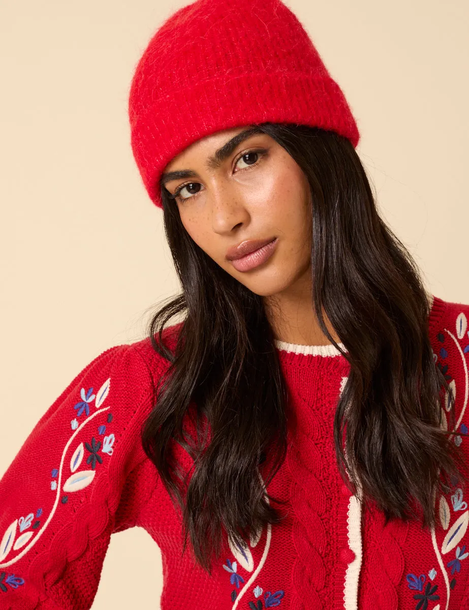 Red Ribbed Beanie sold by Nobody's Child product image thumbnail 2