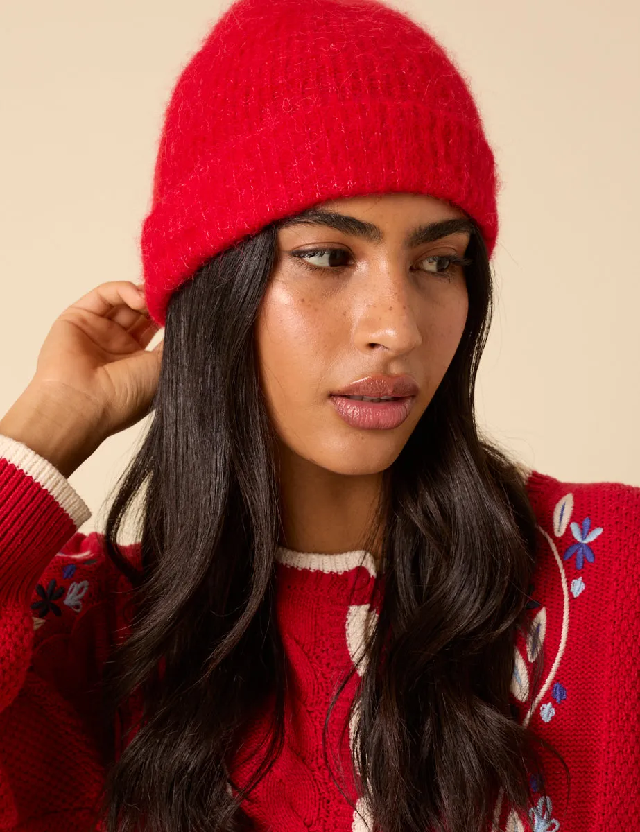 Red Ribbed Beanie sold by Nobody's Child product image thumbnail 3