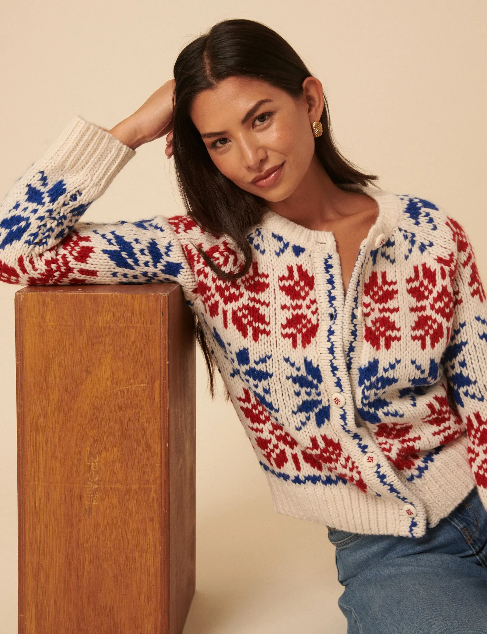 Cream Fair Isle Chunky Knit Cardigan sold by Nobody's Child product image thumbnail 2