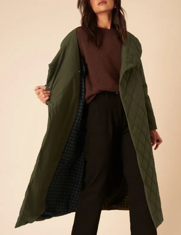 Green Quilted Tie Belt Coat sold by Nobody's Child