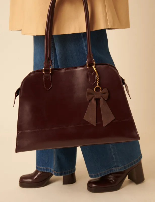 Chocolate Brown Suede Bow Key Chain sold by Nobody's Child