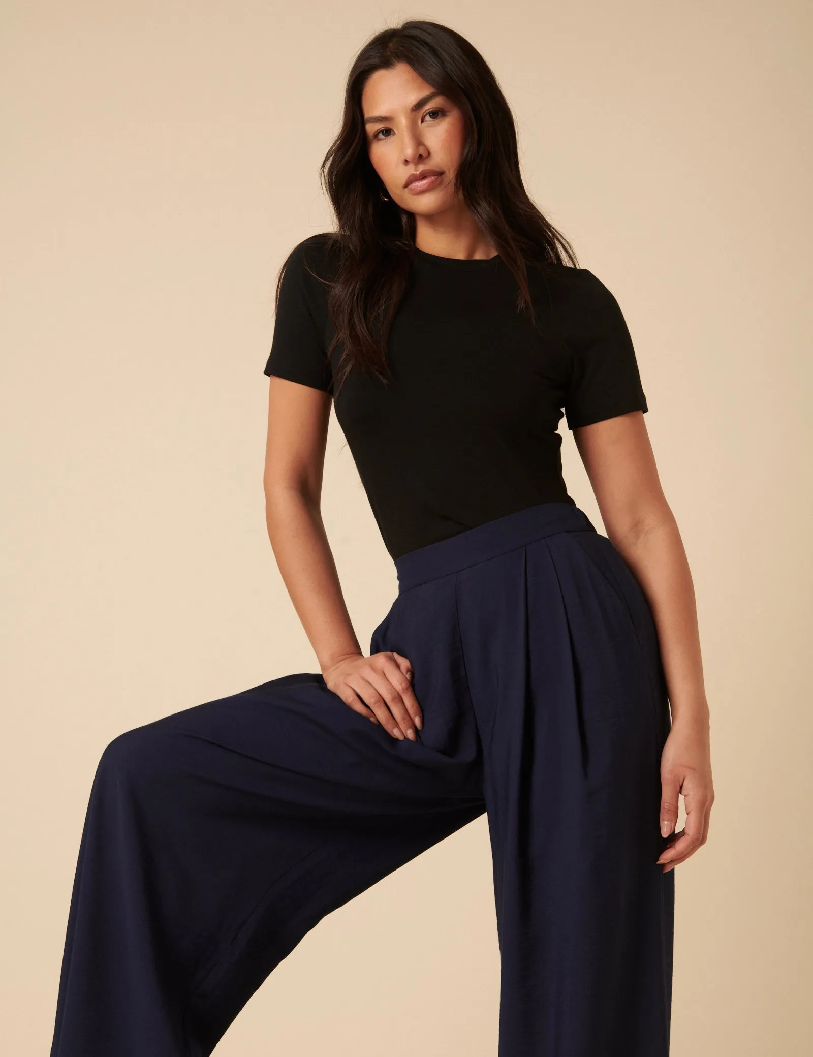 Navy Full Length Zeena Trousers sold by Nobody's Child product image thumbnail 4