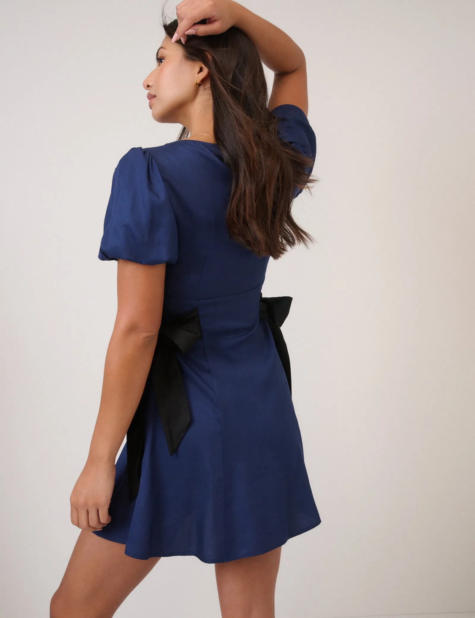 Navy Remi Bow Mini Dress sold by Nobody's Child product image thumbnail 5