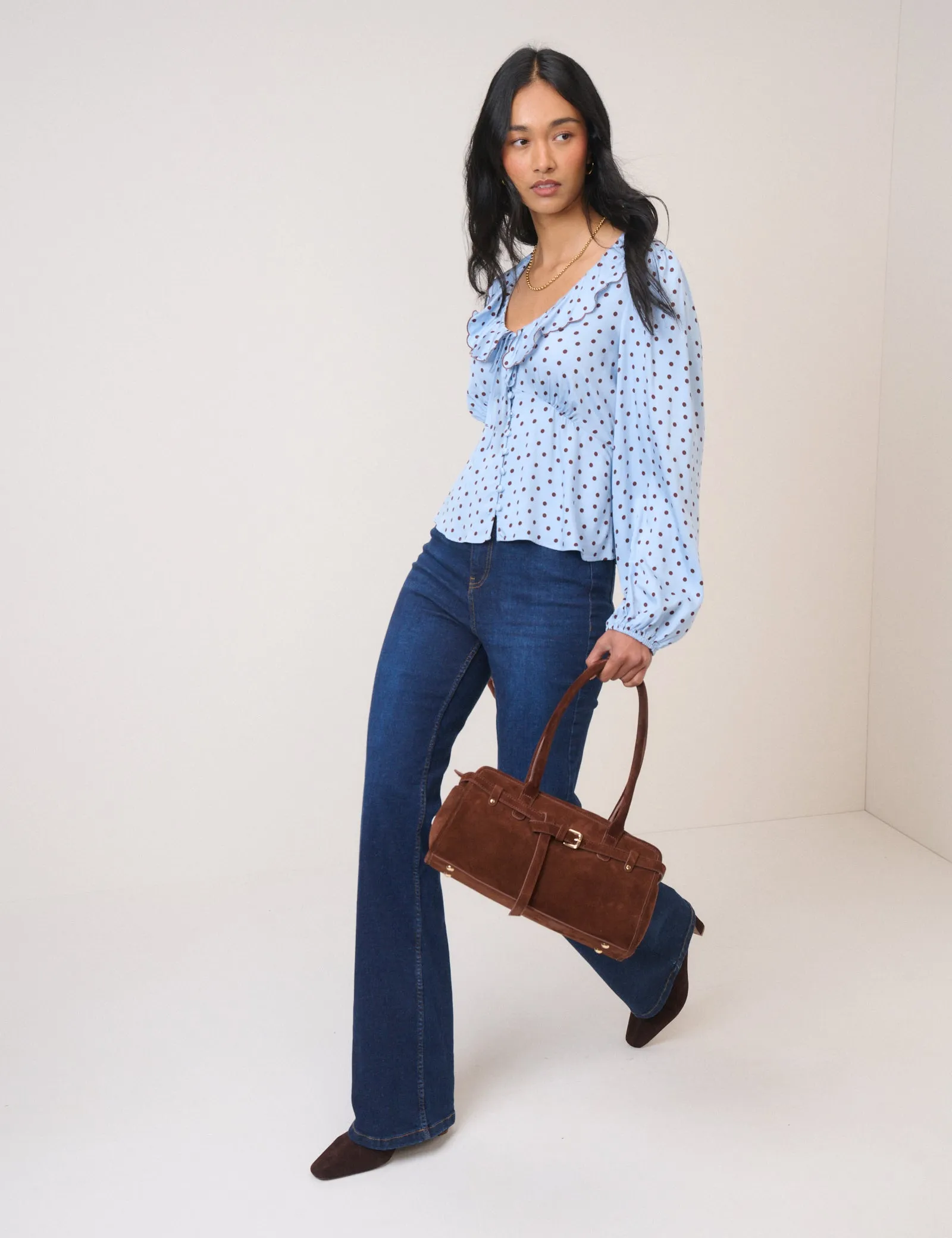 Blue Satin Polka Dot Blouse sold by Nobody's Child product image thumbnail 4
