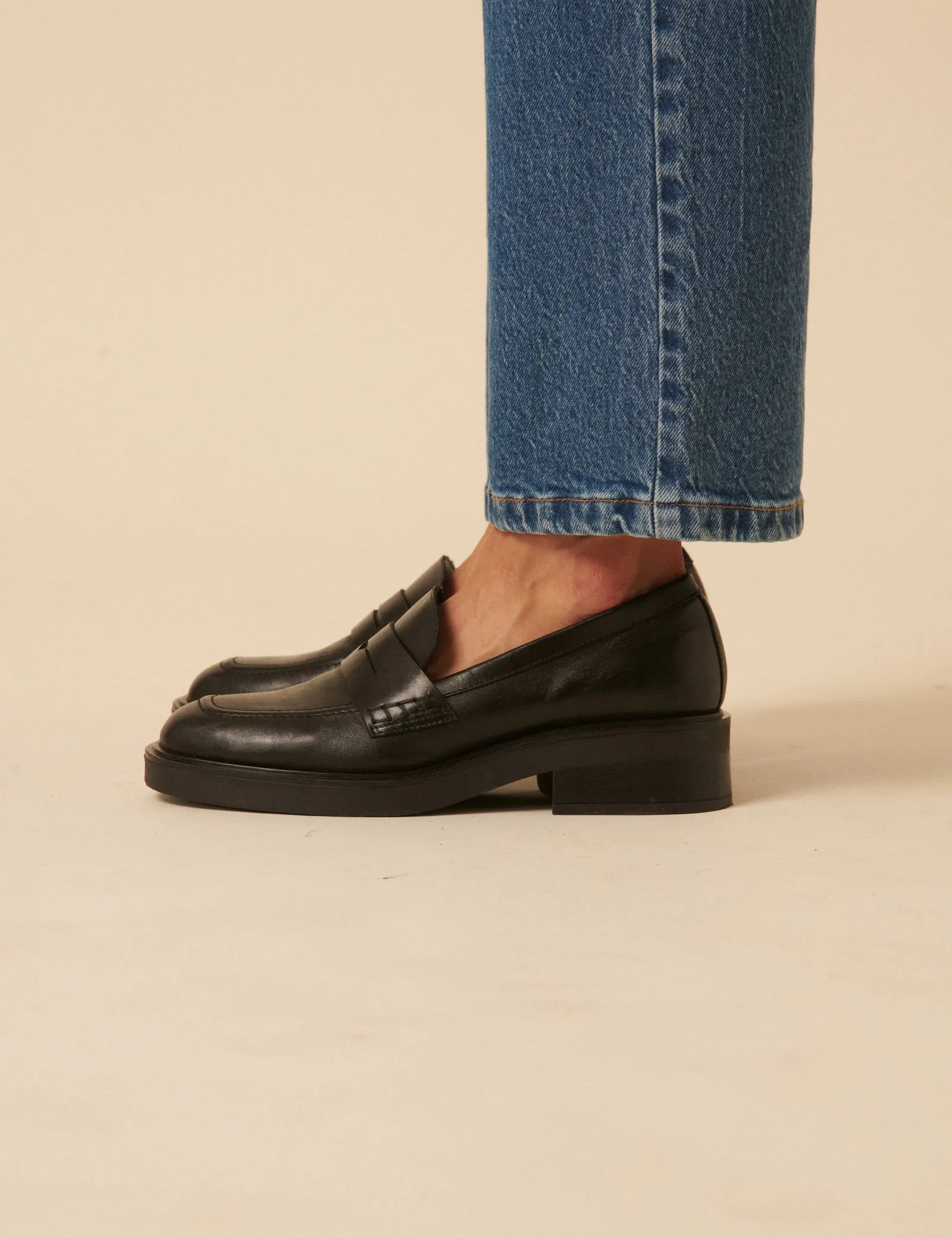 Black Leather Chunky Loafers sold by Nobody's Child product image thumbnail 2