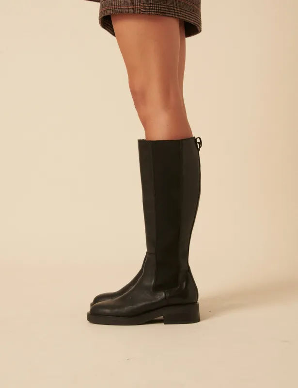 Black Leather Knee High Boots sold by Nobody's Child
