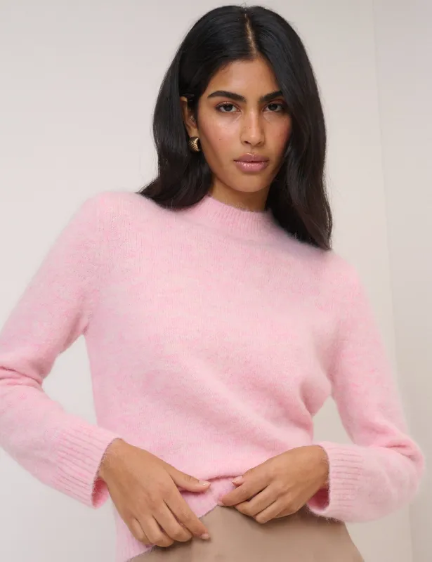 Pink Funnel Neck Knitted Jumper sold by Nobody's Child