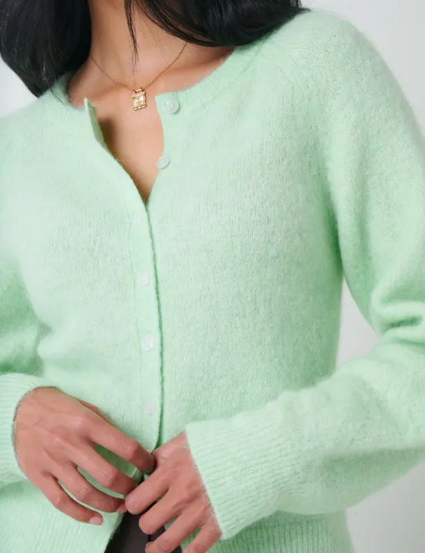 Green Wool Blend Cardigan sold by Nobody's Child