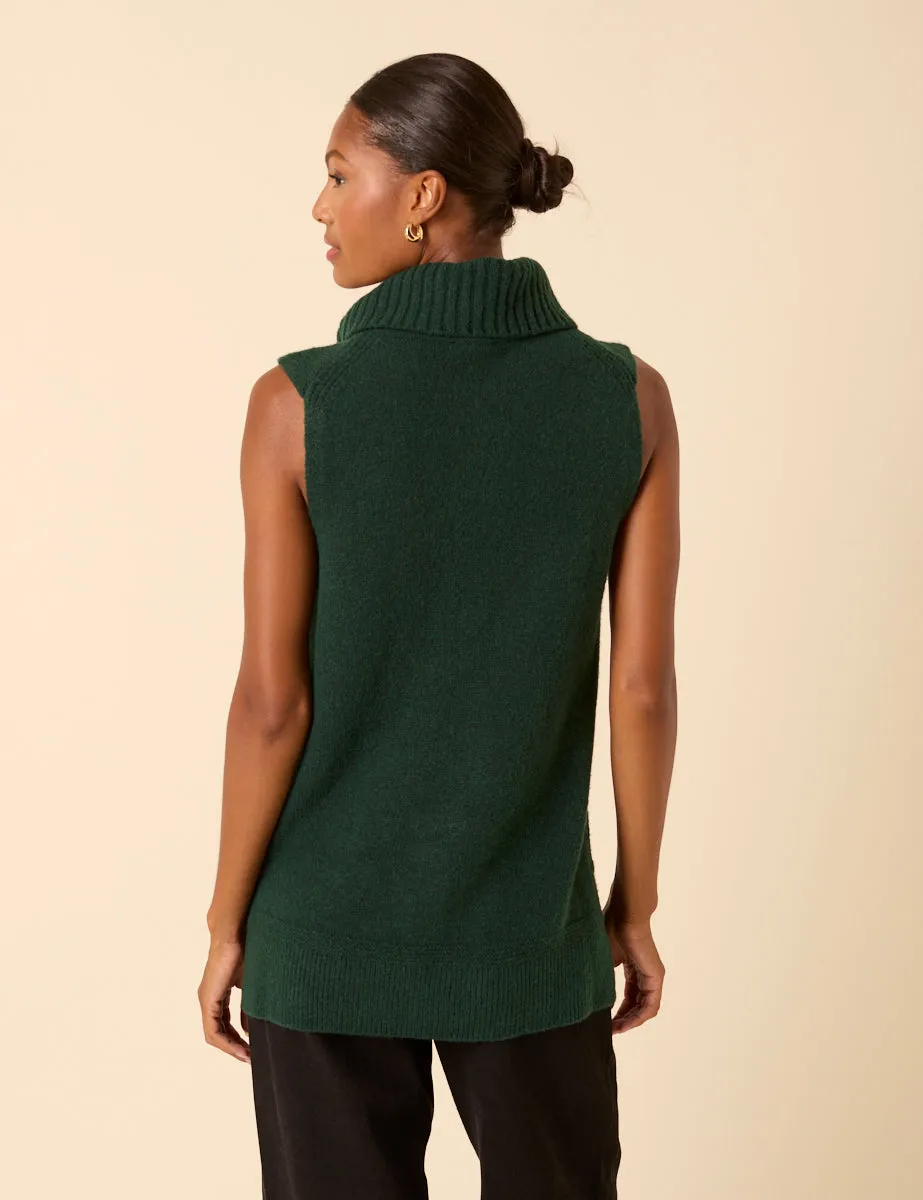 Forest Green Longline Roll Neck Vest sold by Nobody's Child product image thumbnail 4