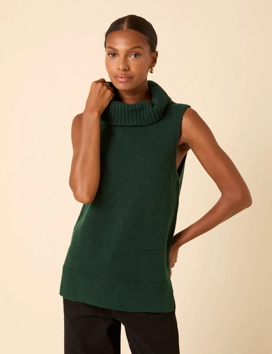 Forest Green Longline Roll Neck Vest sold by Nobody's Child product image thumbnail 3