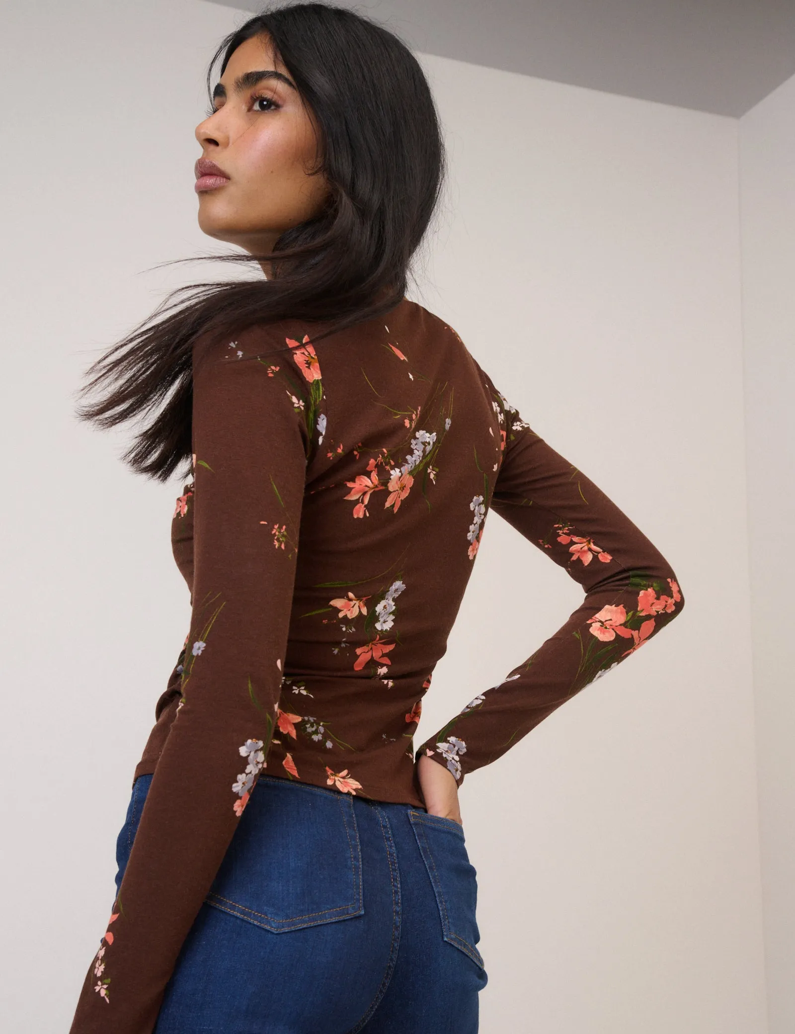 Brown Floral Jersey Top sold by Nobody's Child product image thumbnail 5