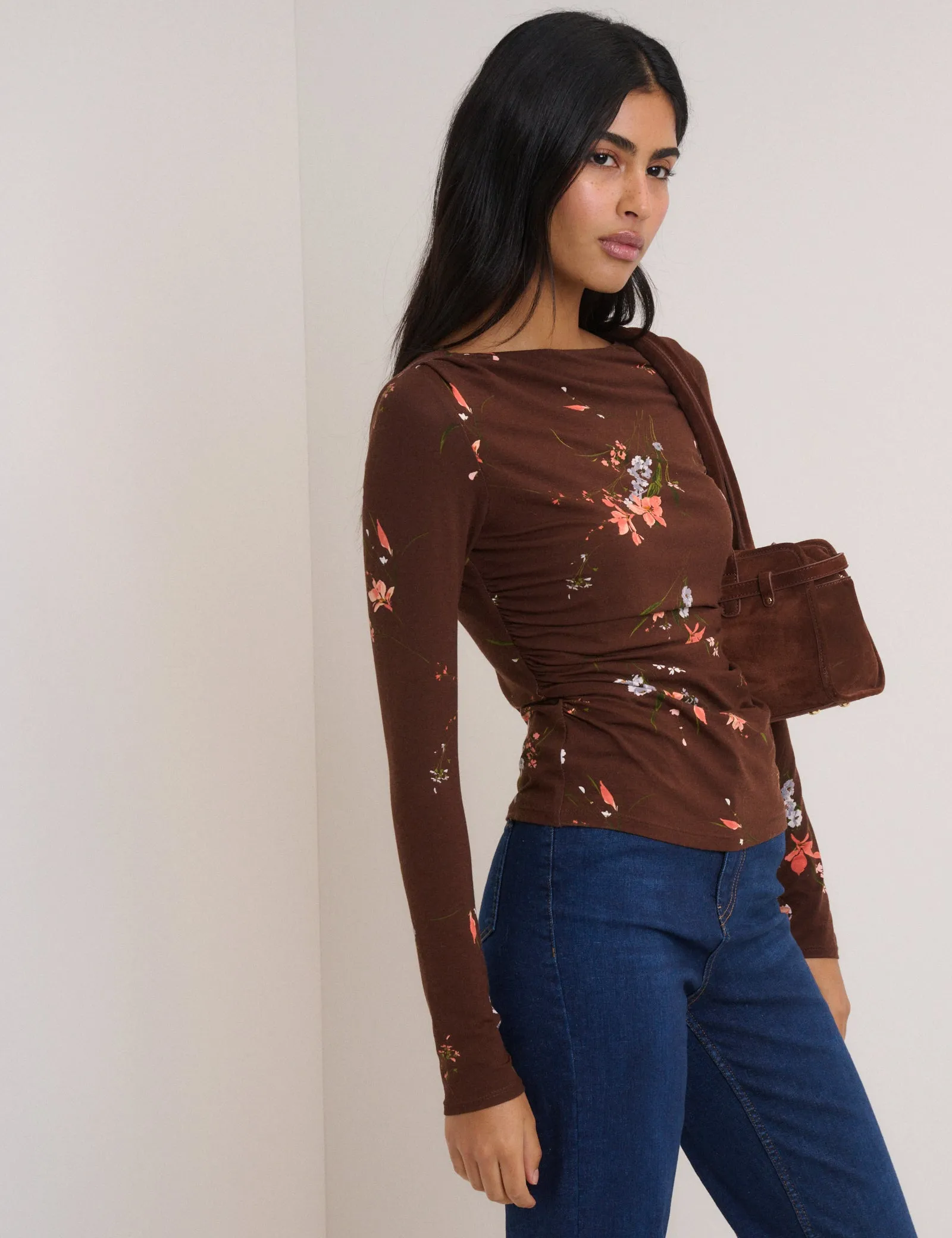 Brown Floral Jersey Top sold by Nobody's Child product image thumbnail 2