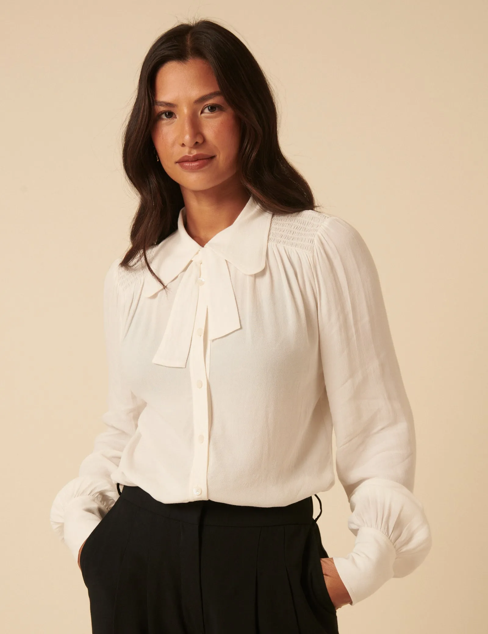 NC x Lisou Cream Statement Collar Blouse sold by Nobody's Child product image thumbnail 4