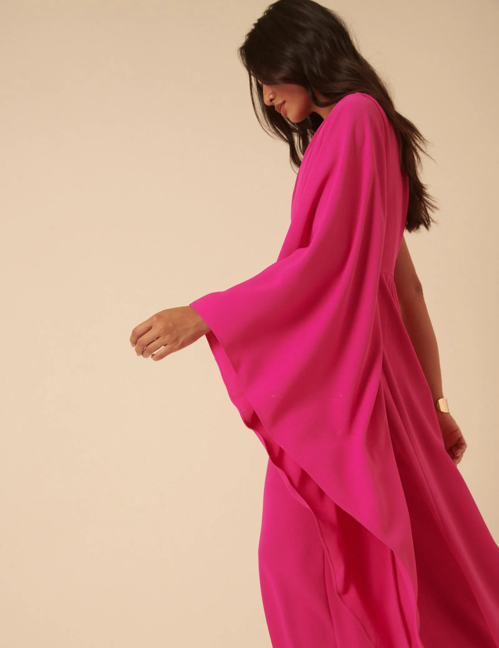 NC x Lisou Pink Crepe One Shoulder Jay Draped Jumpsuit sold by Nobody's Child product image thumbnail 4