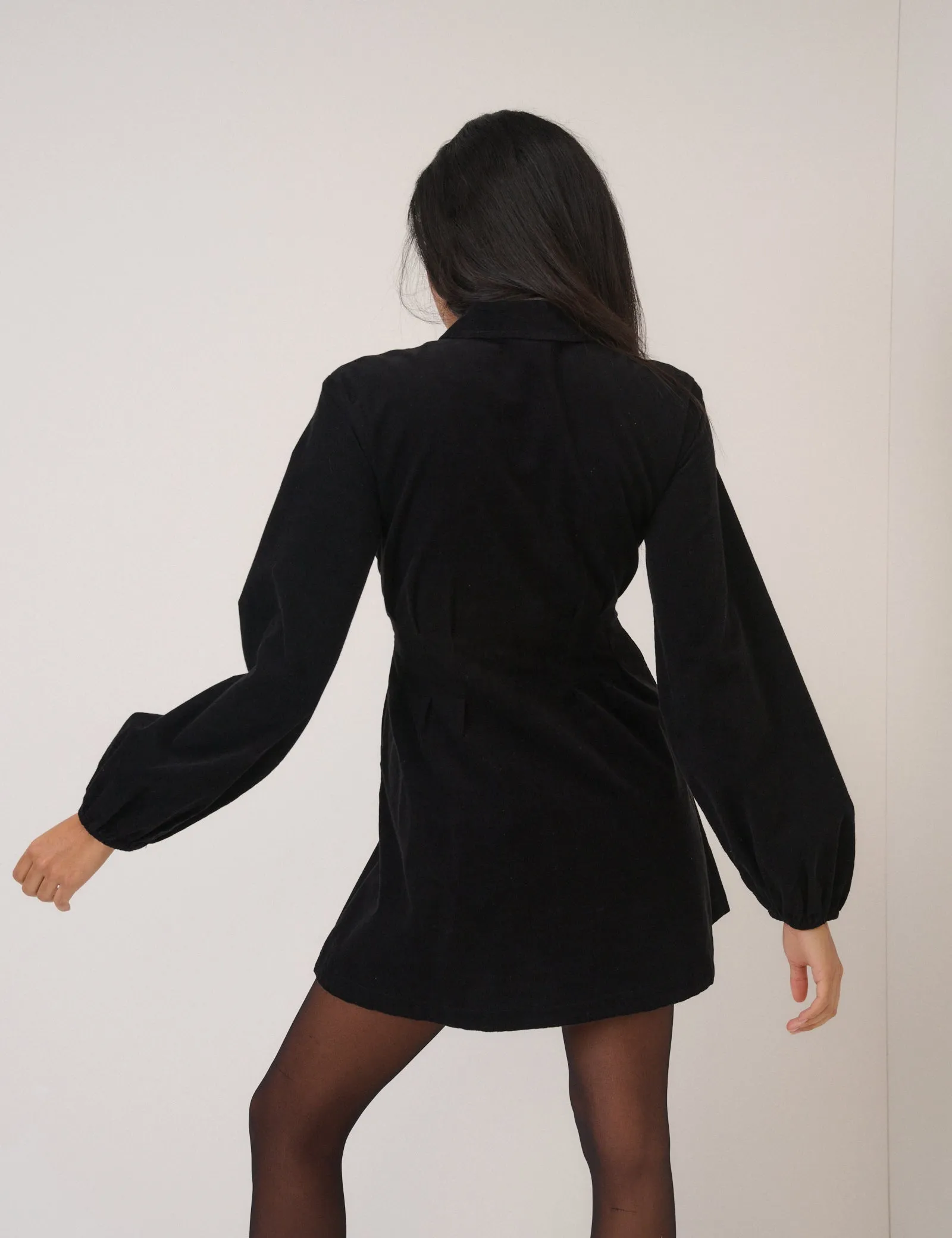 Black Cord Long Sleeve Montego Mini Dress sold by Nobody's Child product image thumbnail 5