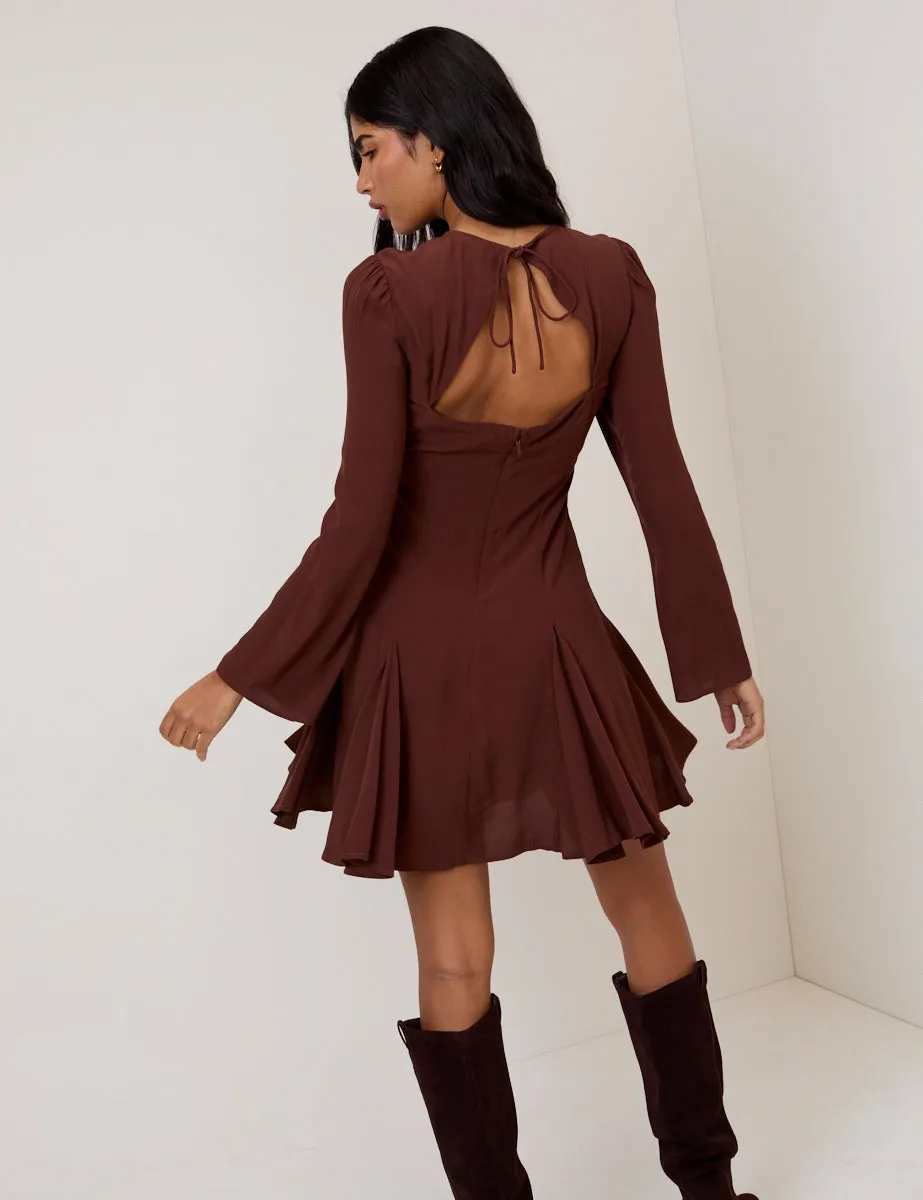 Brown Long Sleeve Paris Mini Dress sold by Nobody's Child product image thumbnail 2
