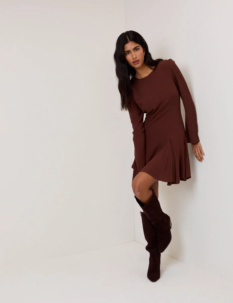 Brown Long Sleeve Paris Mini Dress sold by Nobody's Child product image thumbnail 5