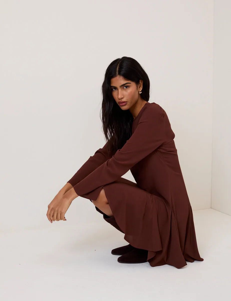 Brown Long Sleeve Paris Mini Dress sold by Nobody's Child product image thumbnail 4