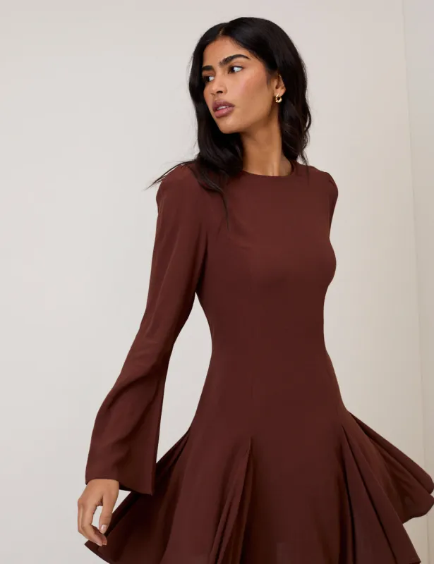 Brown Long Sleeve Paris Mini Dress sold by Nobody's Child