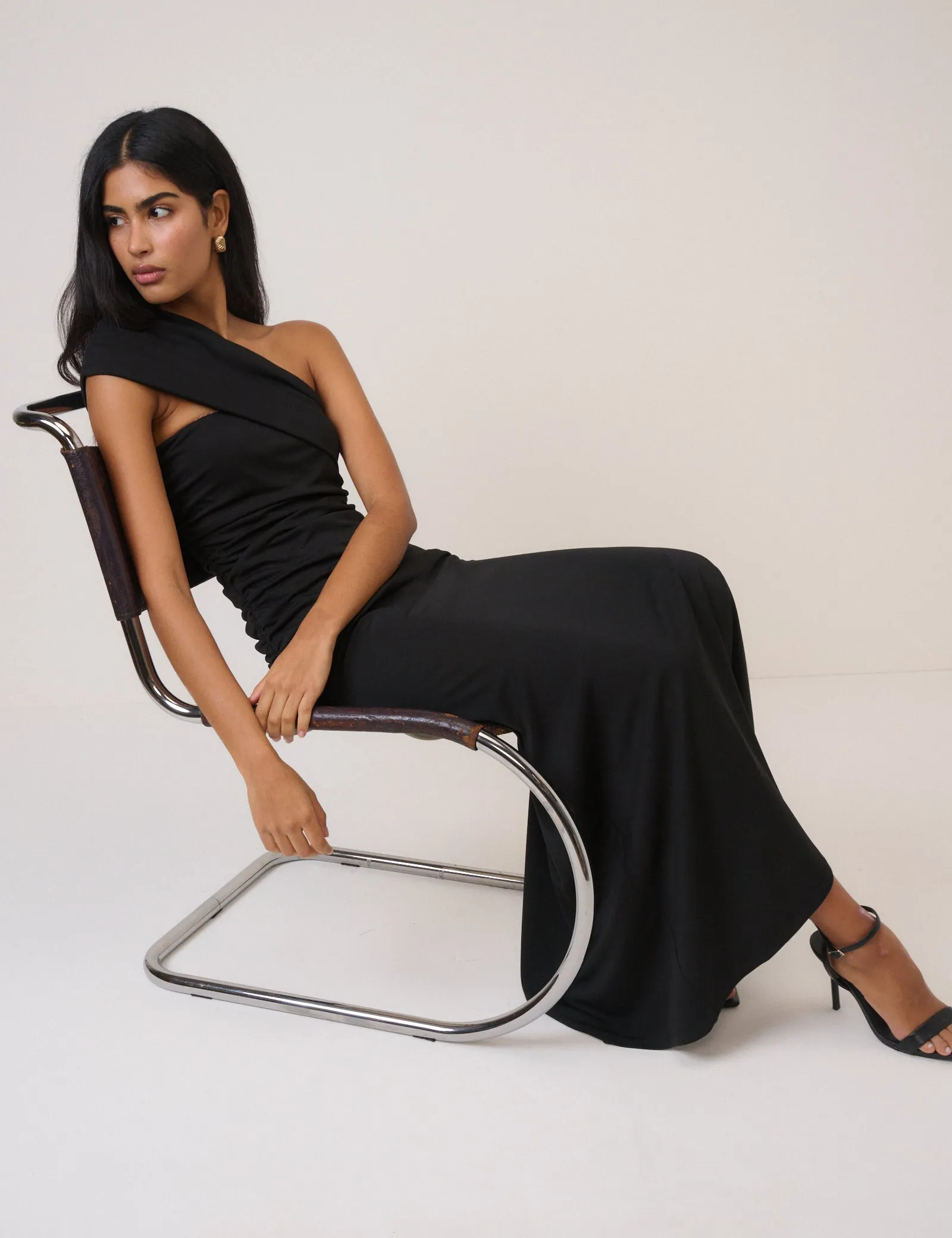 Black Asymmetric Jersey Dallas Midi Dress sold by Nobody's Child product image thumbnail 3