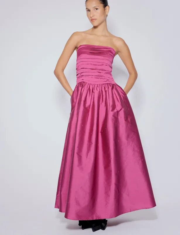 Pink Satin Bandeau Felicity Midaxi Dress sold by Nobody's Child