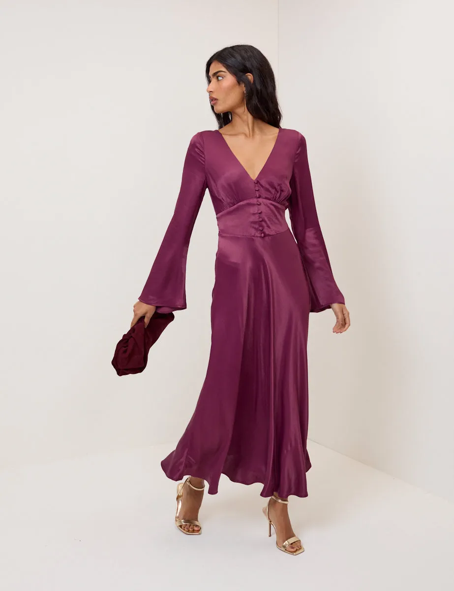 Purple Satin Stella Midi Dress sold by Nobody's Child product image thumbnail 3